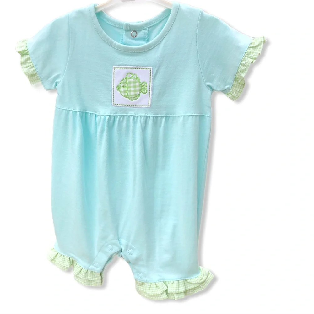 🍍NWT‎ Agabang Romper w Fish 🐠 Appliqué 3mo